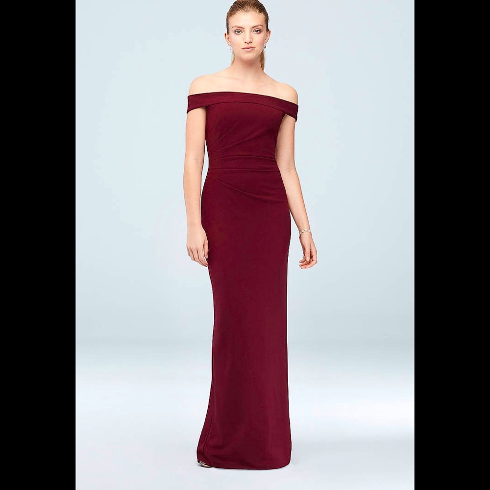 Maroon Over-the-Shoulder Gown